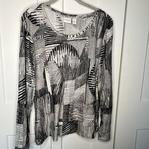 Weekends By Chico's Abstract Long Sleeve Top Chico's 3 Size XL
